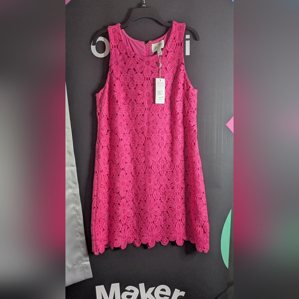 Lilly Pulitzer Marquette Crochet Shift Dress L NWT Passion Fruit Pink